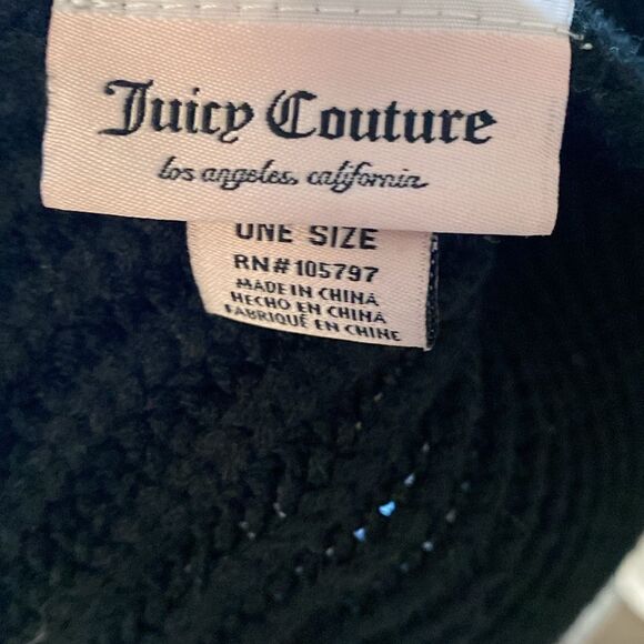 Juicy Couture Love Juicy Embroidered Logo Knit Scarf in Black - Picture 5 of 6